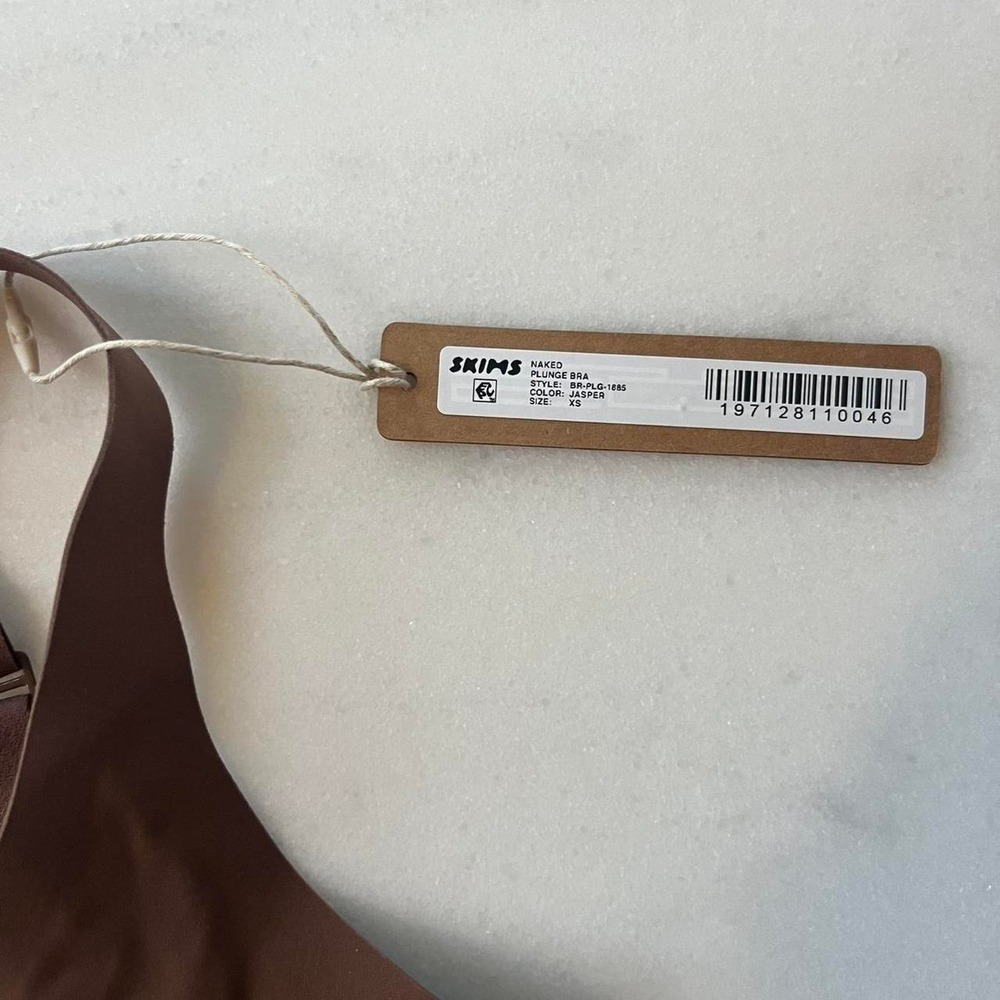 Skims Naked Plunge Bra Jasper Brown BR-PLG-1885 XS NWT - Picture 2 of 3